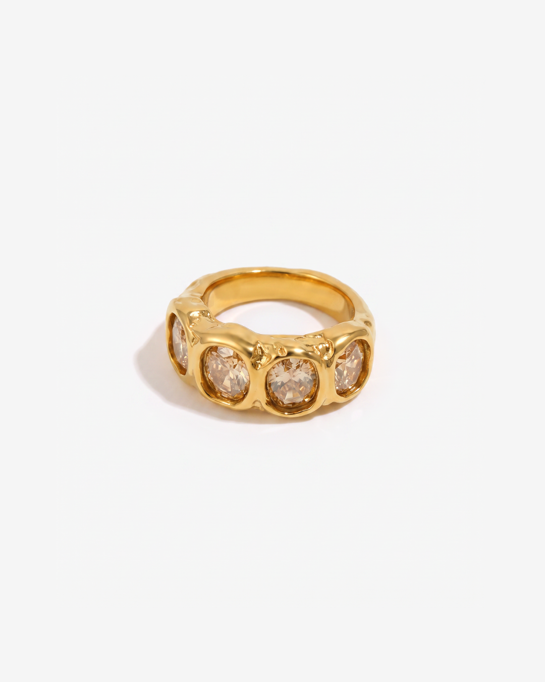 Valeria - Champagne crystal band ring - Stainless steel