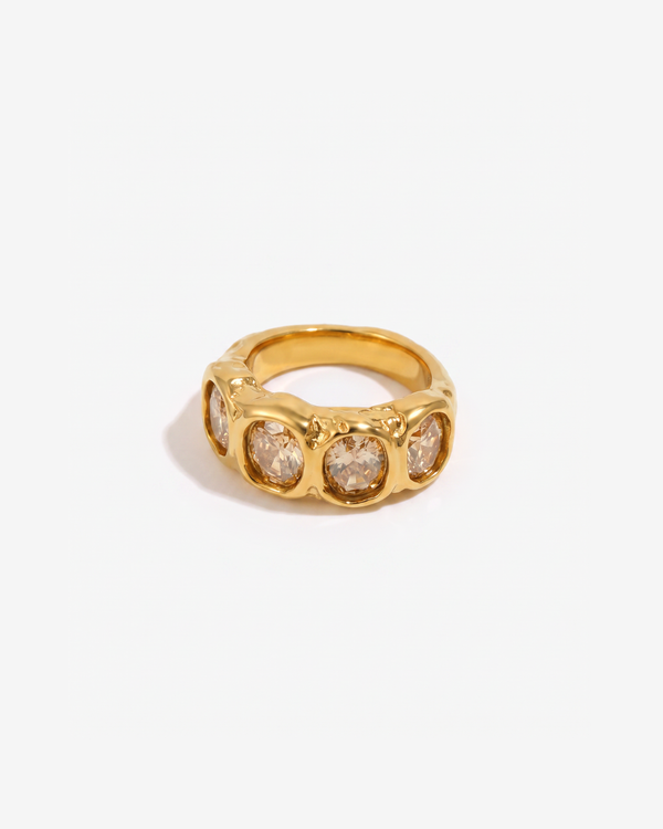Valeria - Champagne crystal band ring - Stainless steel