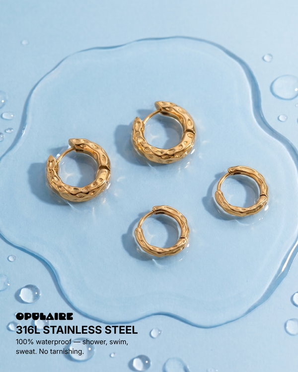 Vera - Textured hoop earrings - Stainless steel