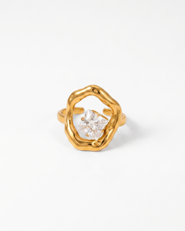Seda - Molten floating crystal ring - Stainless steel