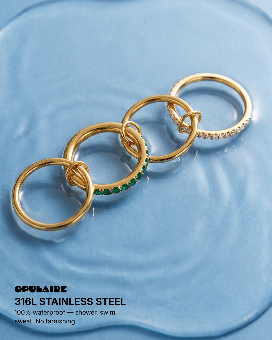 Stella - Stacked stone ring - Stainless steel
