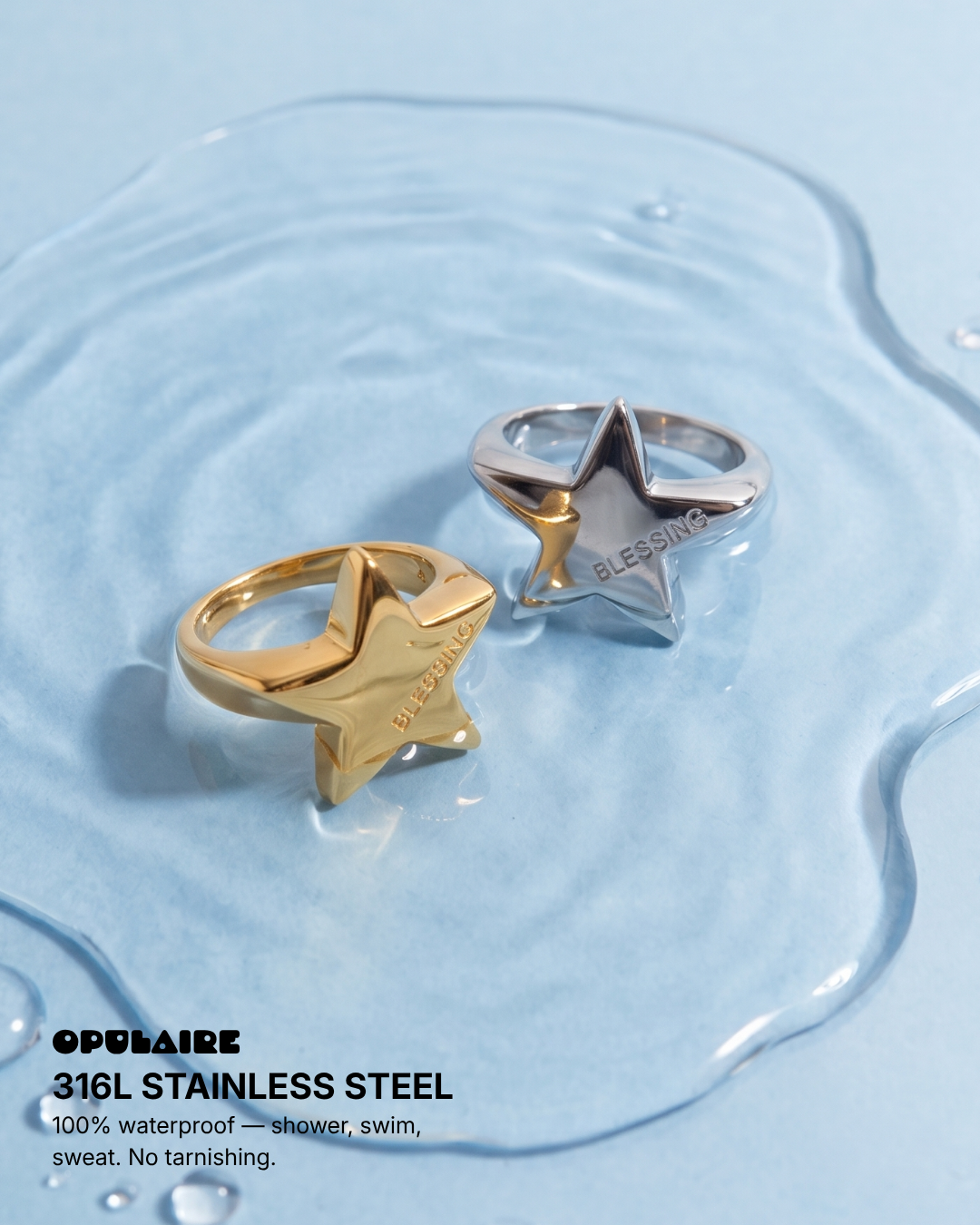 Blessing - Chunky star ring - Stainless steel