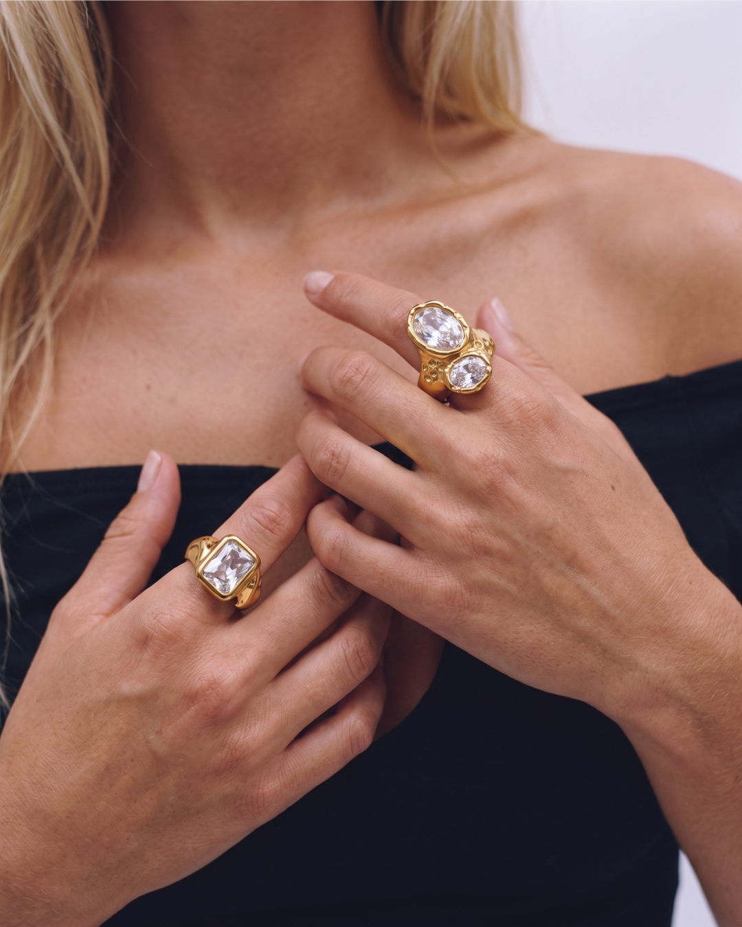 Nadia - Chunky stone ring - Stainless steel