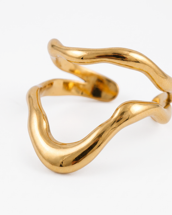 Rosa - Wavy open ring - Stainless steel