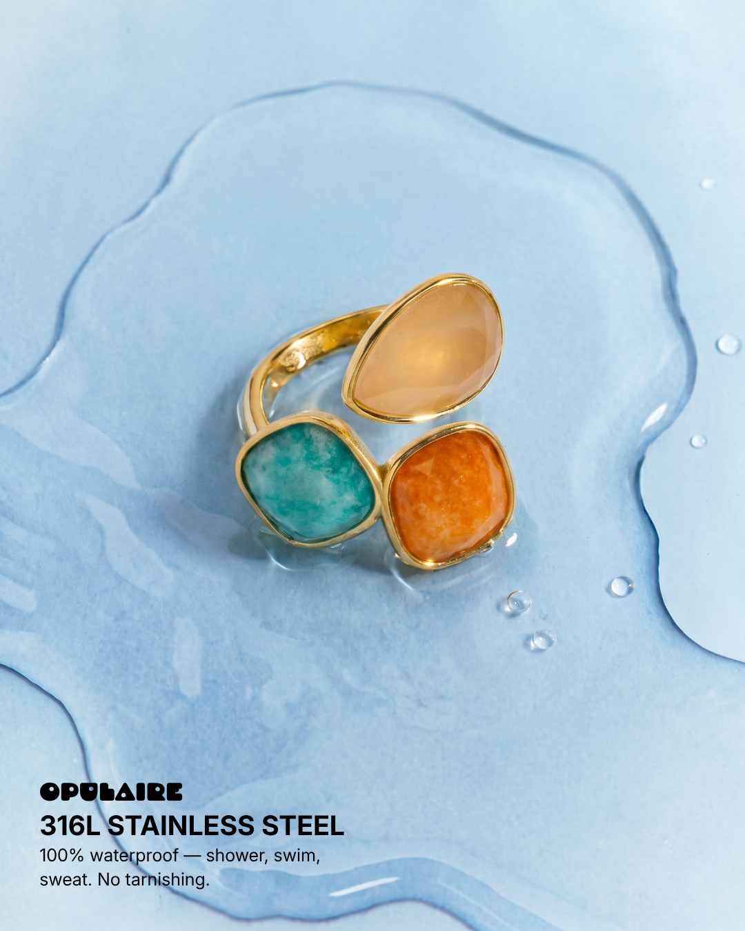Linde - Three stone ring - Stainless steel
