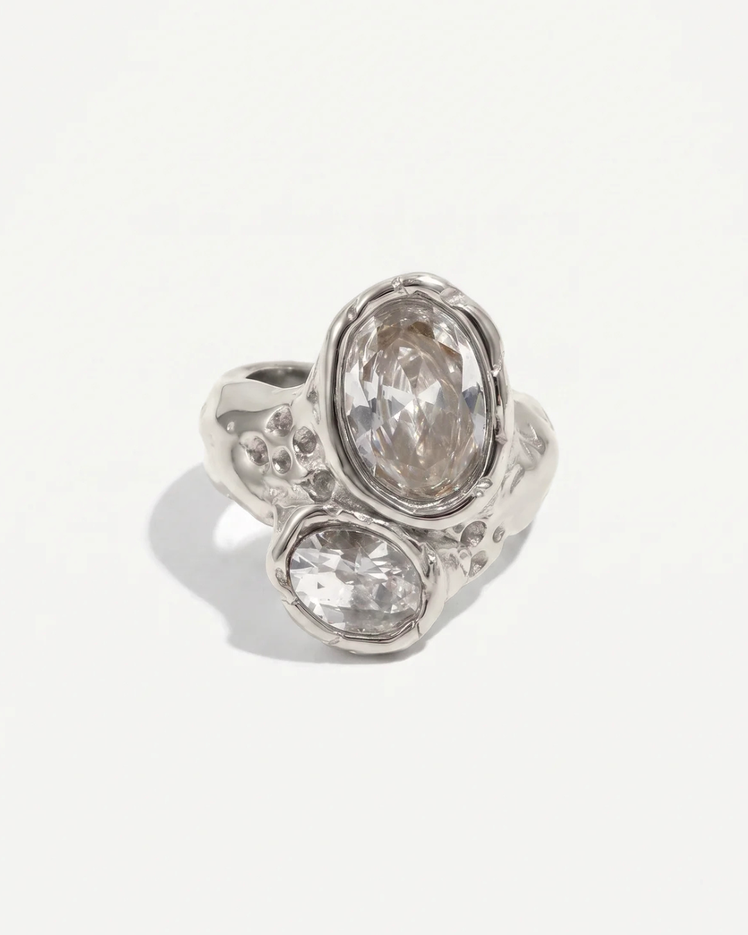 Aya - Chunky double stone ring - Stainless steel