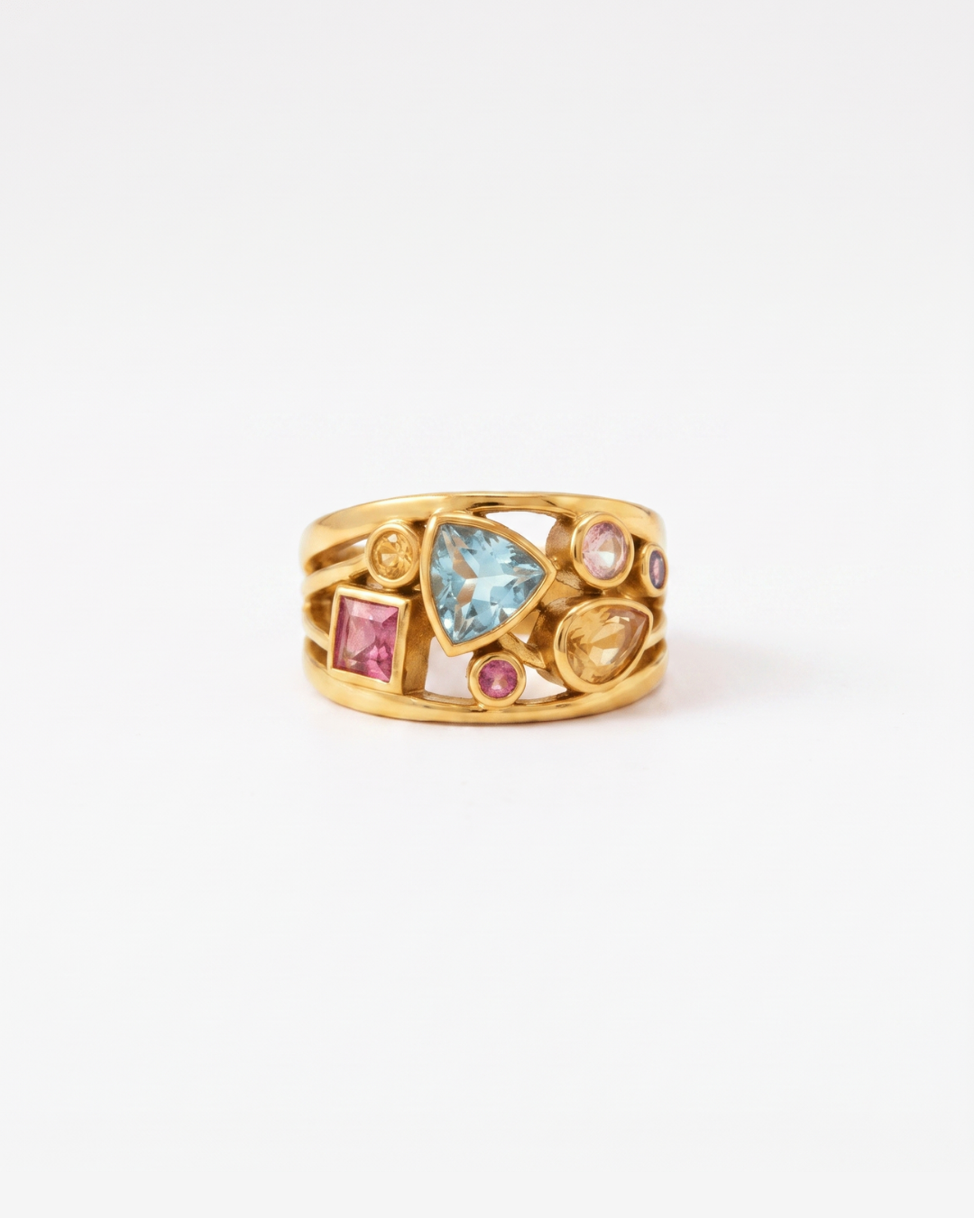 Lena - Gemstone cluster ring - Stainless steel
