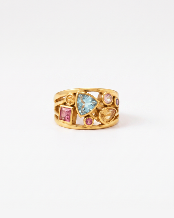 Lena - Gemstone cluster ring - Stainless steel