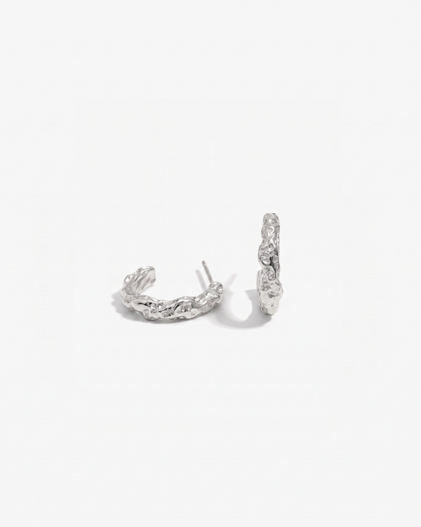 Yara - Hammered open Hoop earrings - Stainless steel