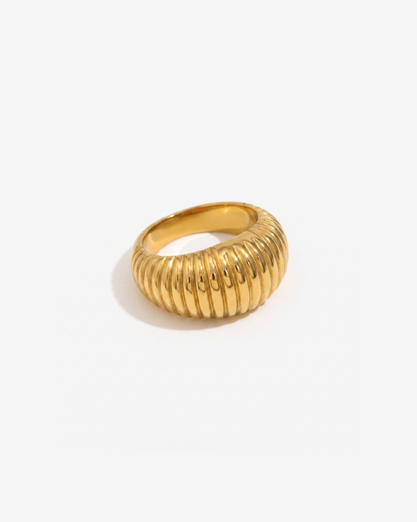 Tess - Ribbed dome ring - Stainless steel