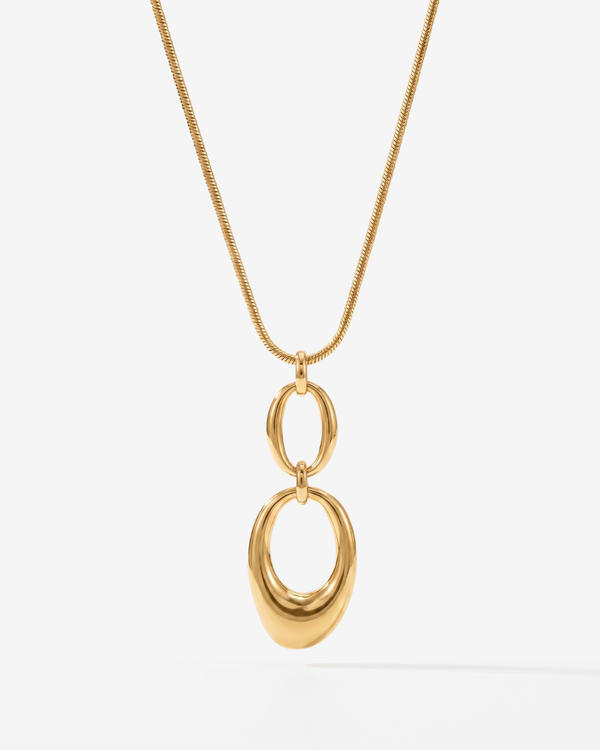 Robin - Double oval pendant necklace - Stainless steel
