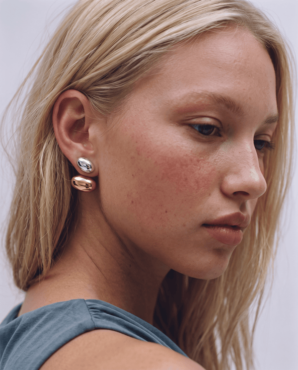 Amber - Ear jacket earrings - Stainless steel - Opulaire - WATERPROOF jewelry - 
