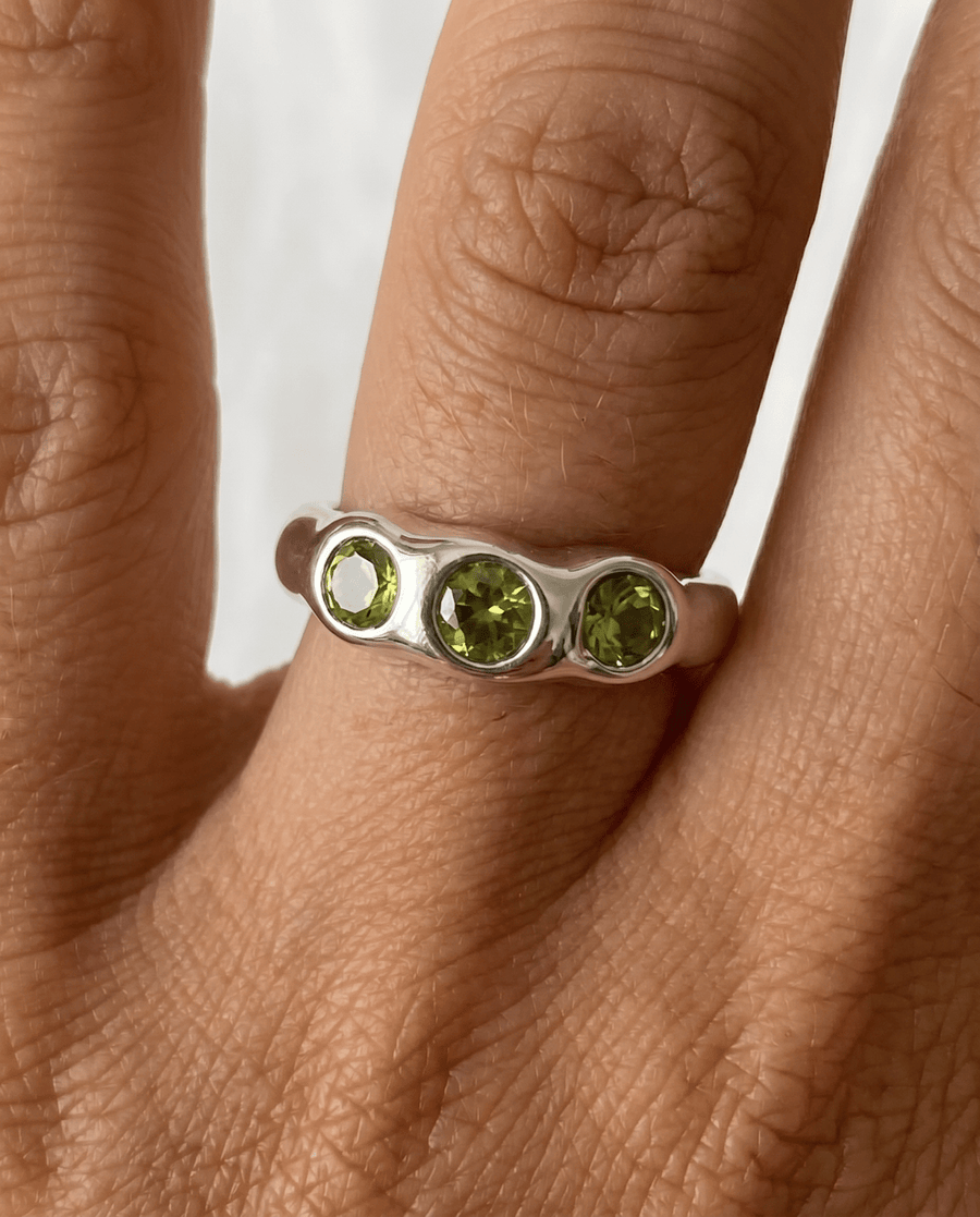 Amélie - Green stone ring - Stainless steel
