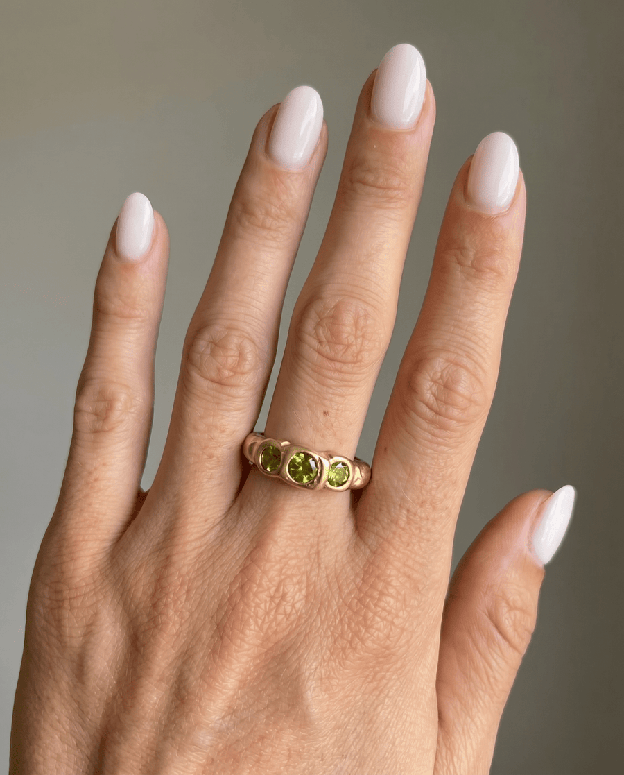 Amélie - Green stone ring - Stainless steel