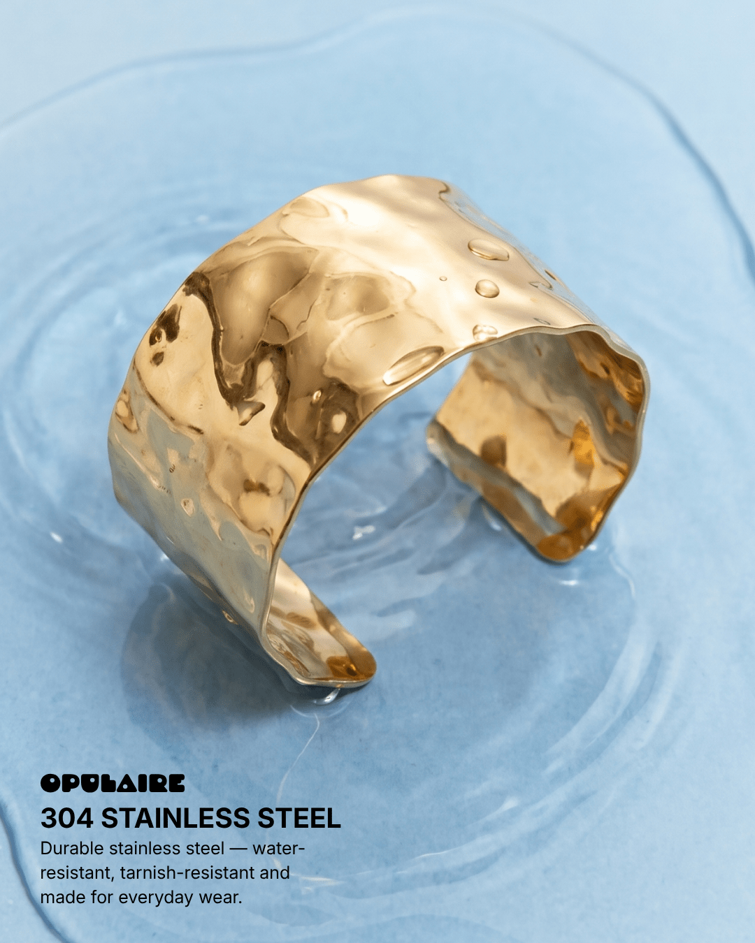 Amy - Cuff bracelet - Stainless steel - Opulaire - WATERPROOF jewelry - 
