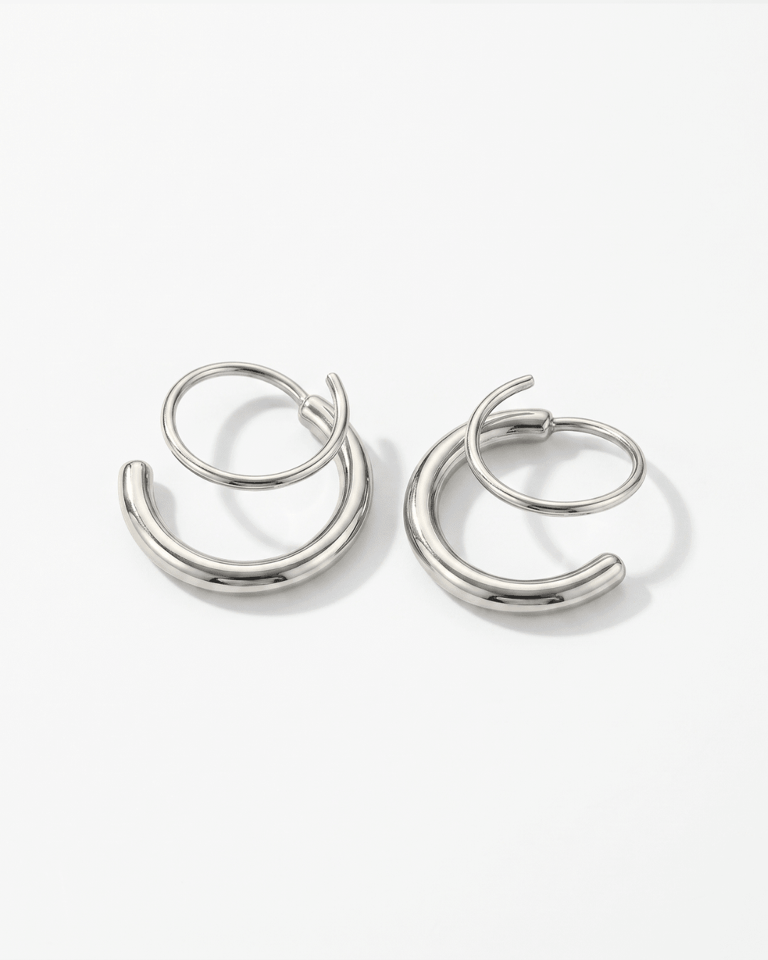 Apollo - Dainty double hoop earrings - Stainless steel - Opulaire - WATERPROOF jewelry - 