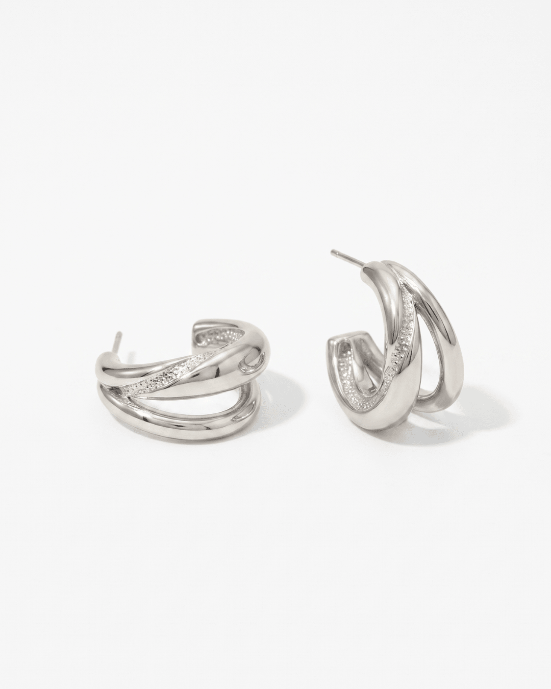 Arverne - Dainty C-hoop earrings - Stainless steel - Opulaire - WATERPROOF jewelry - 