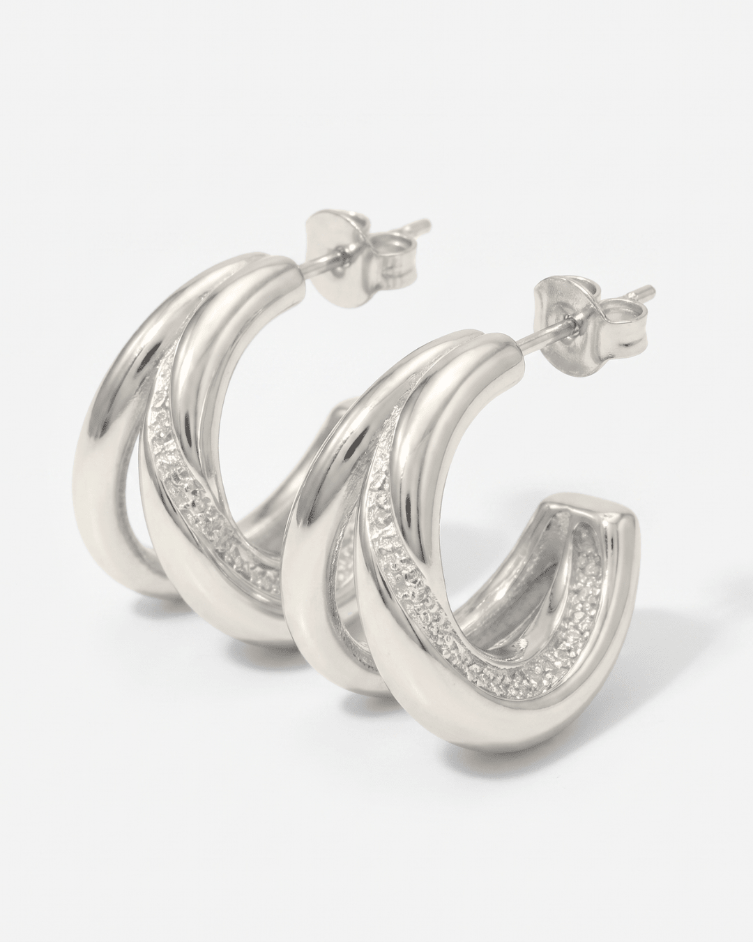 Arverne - Dainty C-hoop earrings - Stainless steel - Opulaire - WATERPROOF jewelry - 
