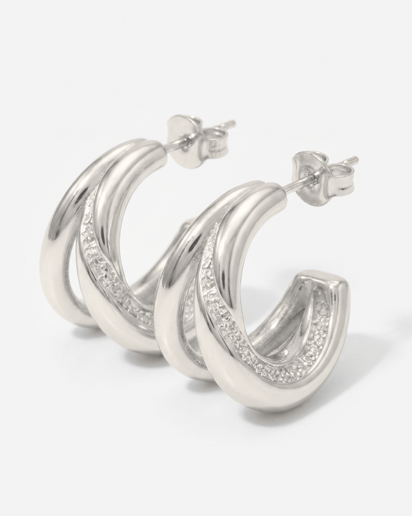 Arverne - Dainty C-hoop earrings - Stainless steel - Opulaire - WATERPROOF jewelry - 