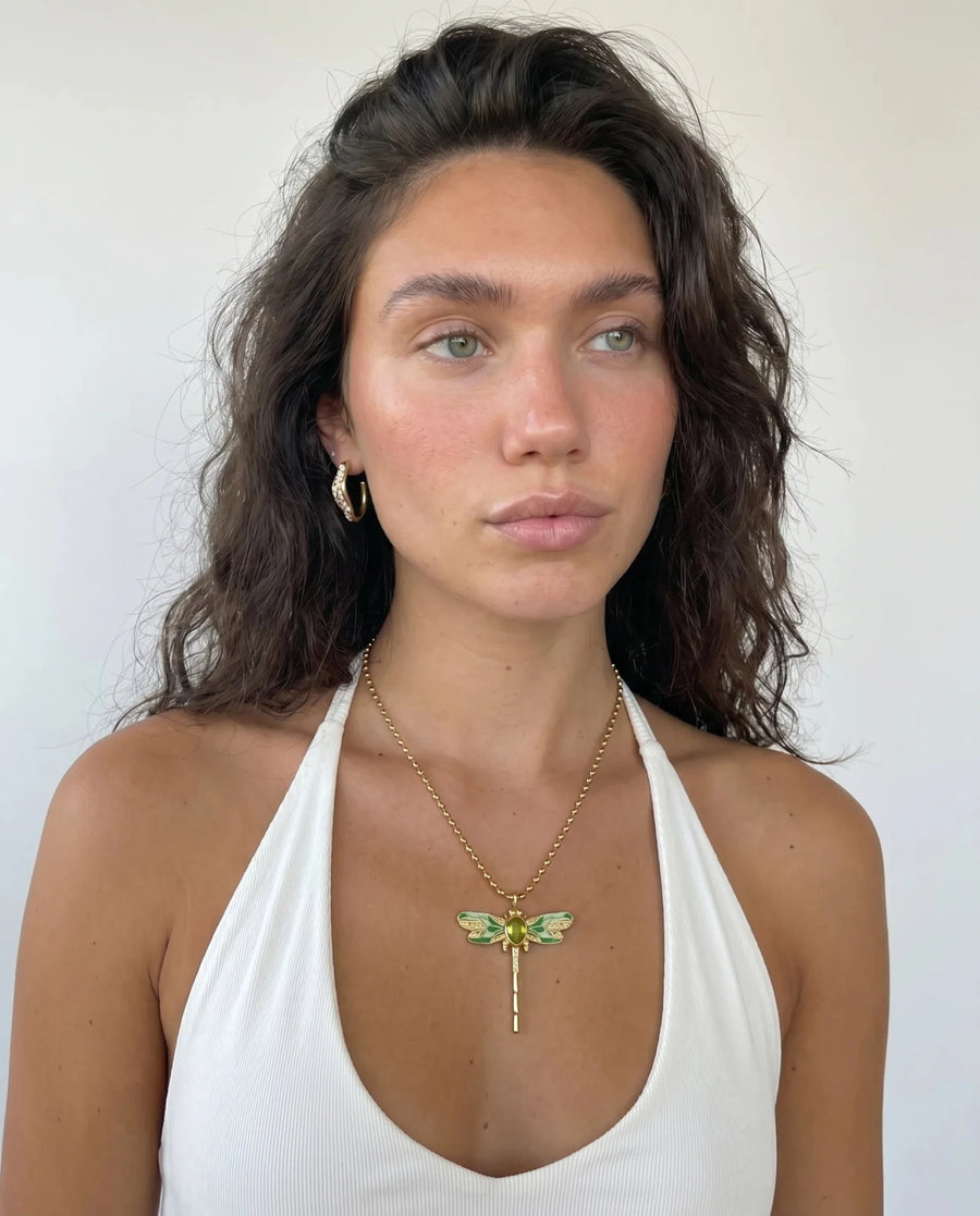 Biarritz - Dragonfly pendant necklace - Stainless steel
