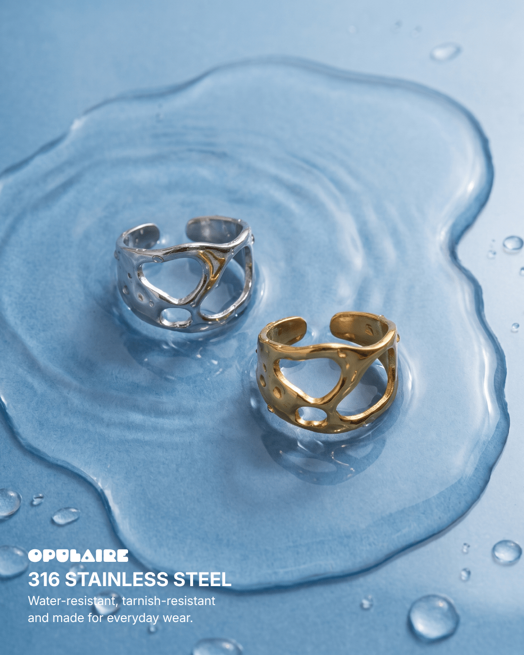 Elara ring - Opulaire - WATERPROOF jewelry - Adjustable -