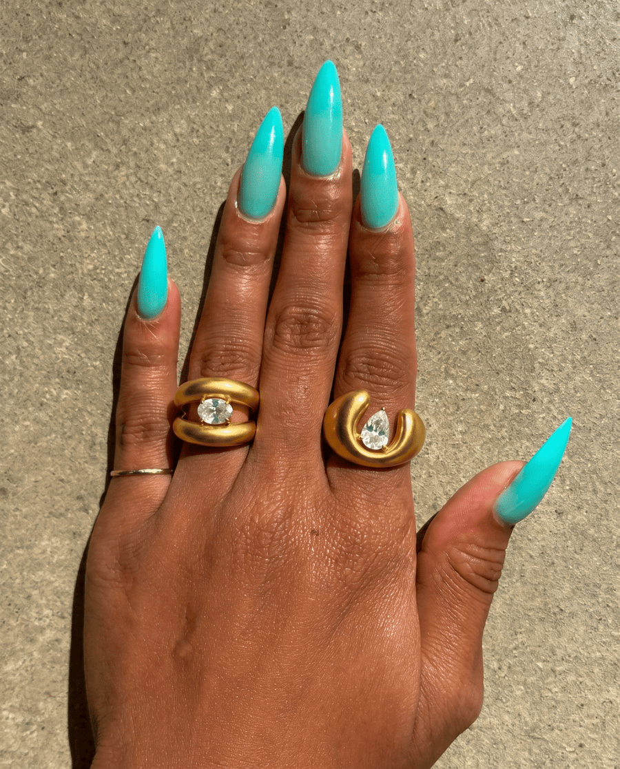 Elodie - Floating stone double band ring - Stainless steel