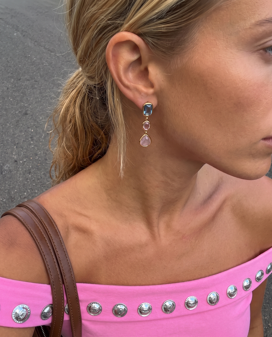 Cillian - Bezel drop earrings - Stainless steel