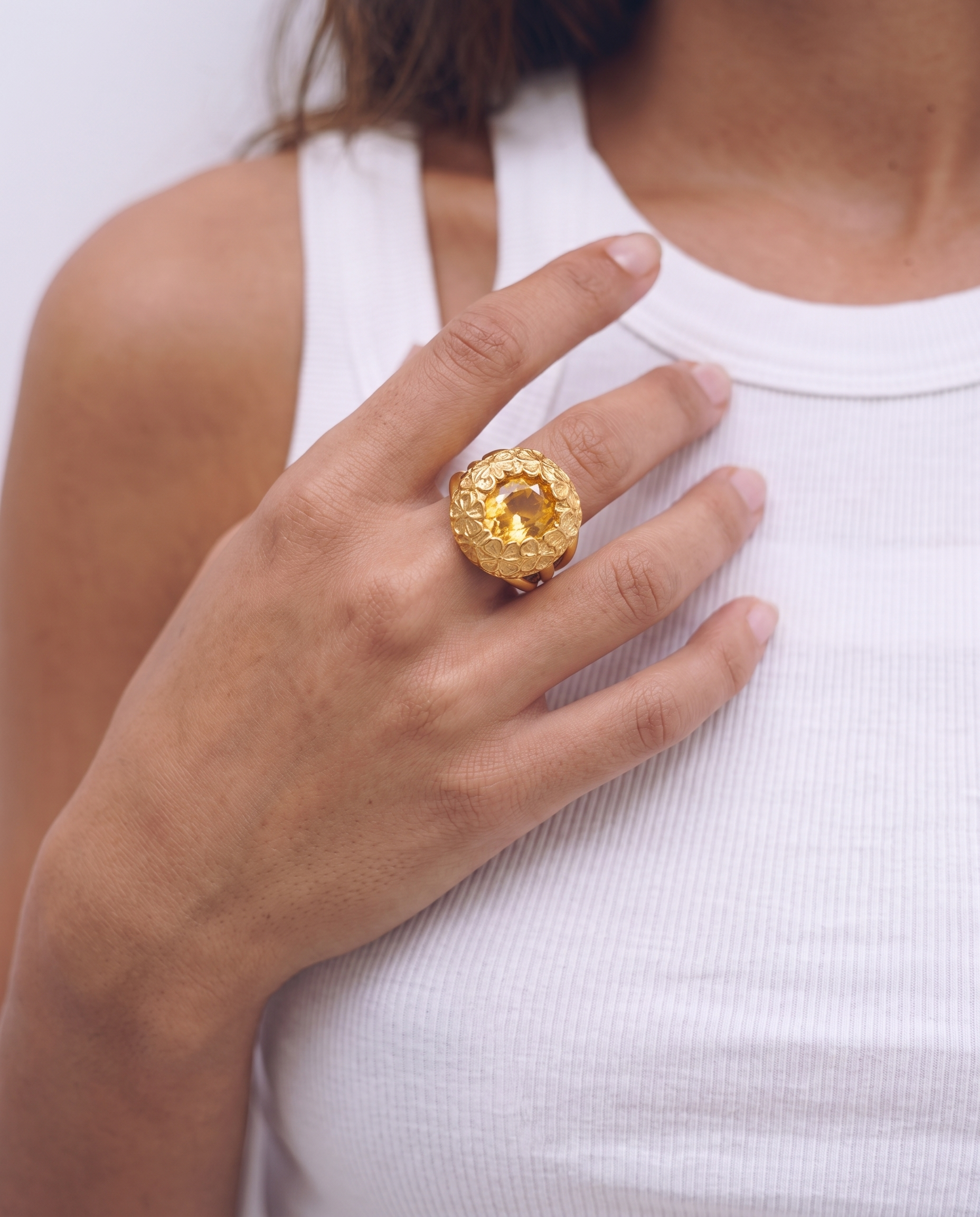 Rose - Floral cocktail ring - Stainless steel