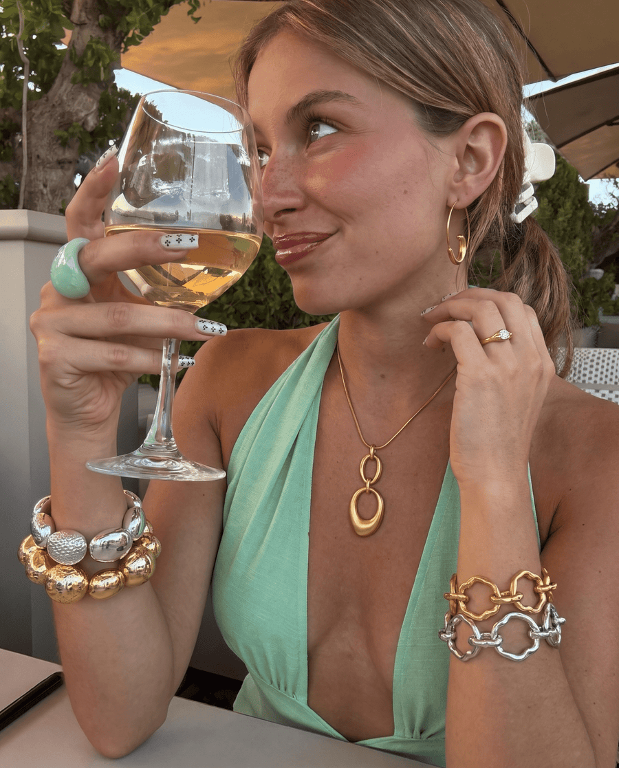 Robin - Double oval pendant necklace - Stainless steel