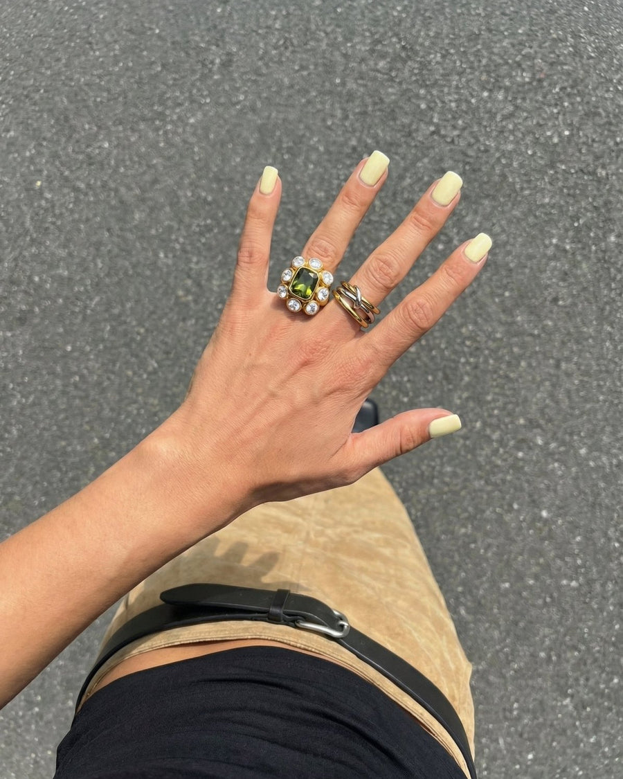 Marzo - Chunky stone signet ring - Stainless steel