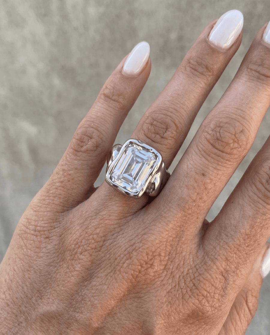 Nadia - Chunky stone ring - Stainless steel