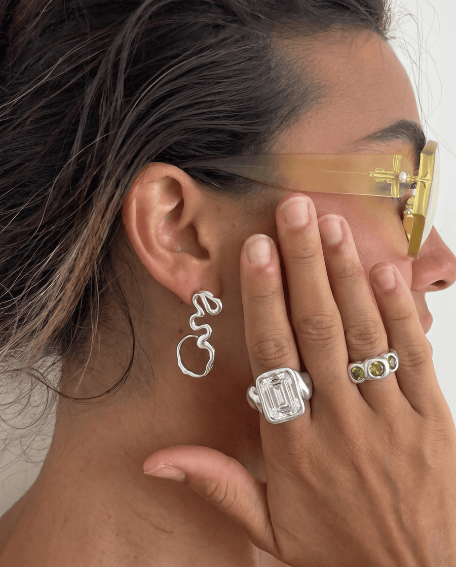 Nadia - Chunky stone ring - Stainless steel
