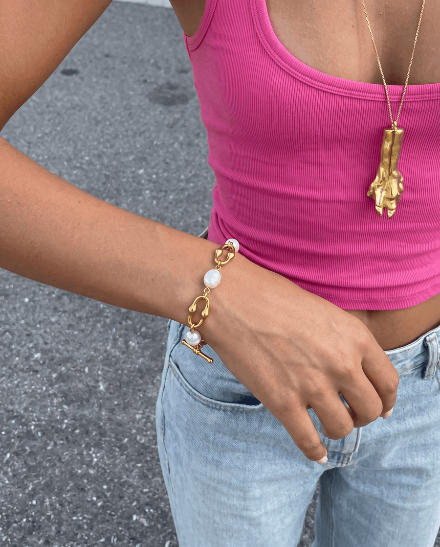 Serri - Pearl link bracelet - Stainless steel