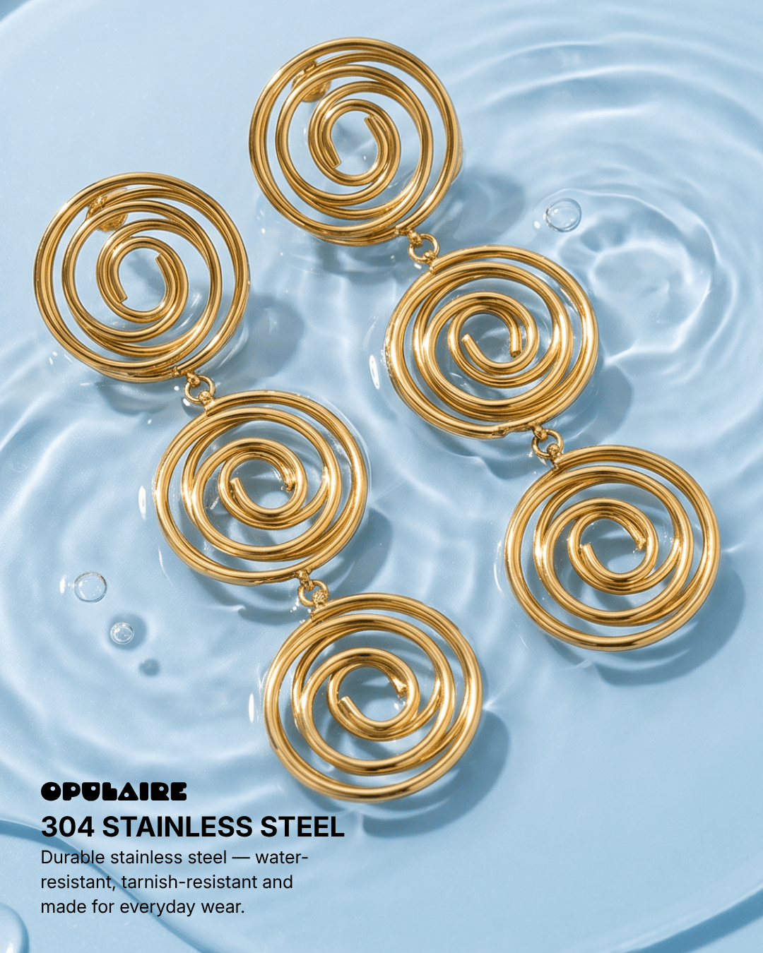 Twirl earrings - Opulaire - WATERPROOF jewelry - 
