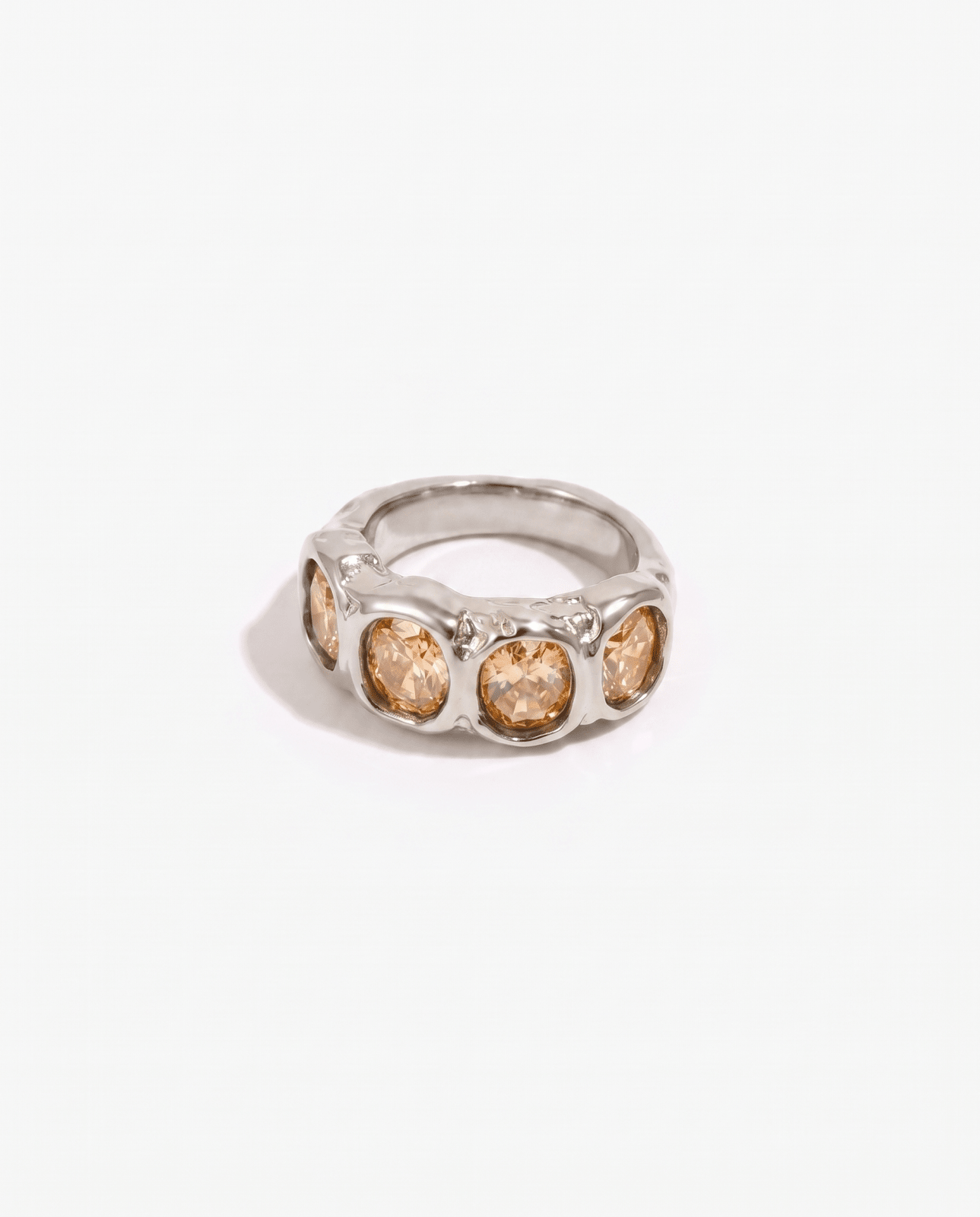 Valeria - Champagne crystal band ring - Stainless steel - Opulaire - WATERPROOF jewelry - EU 52 -
