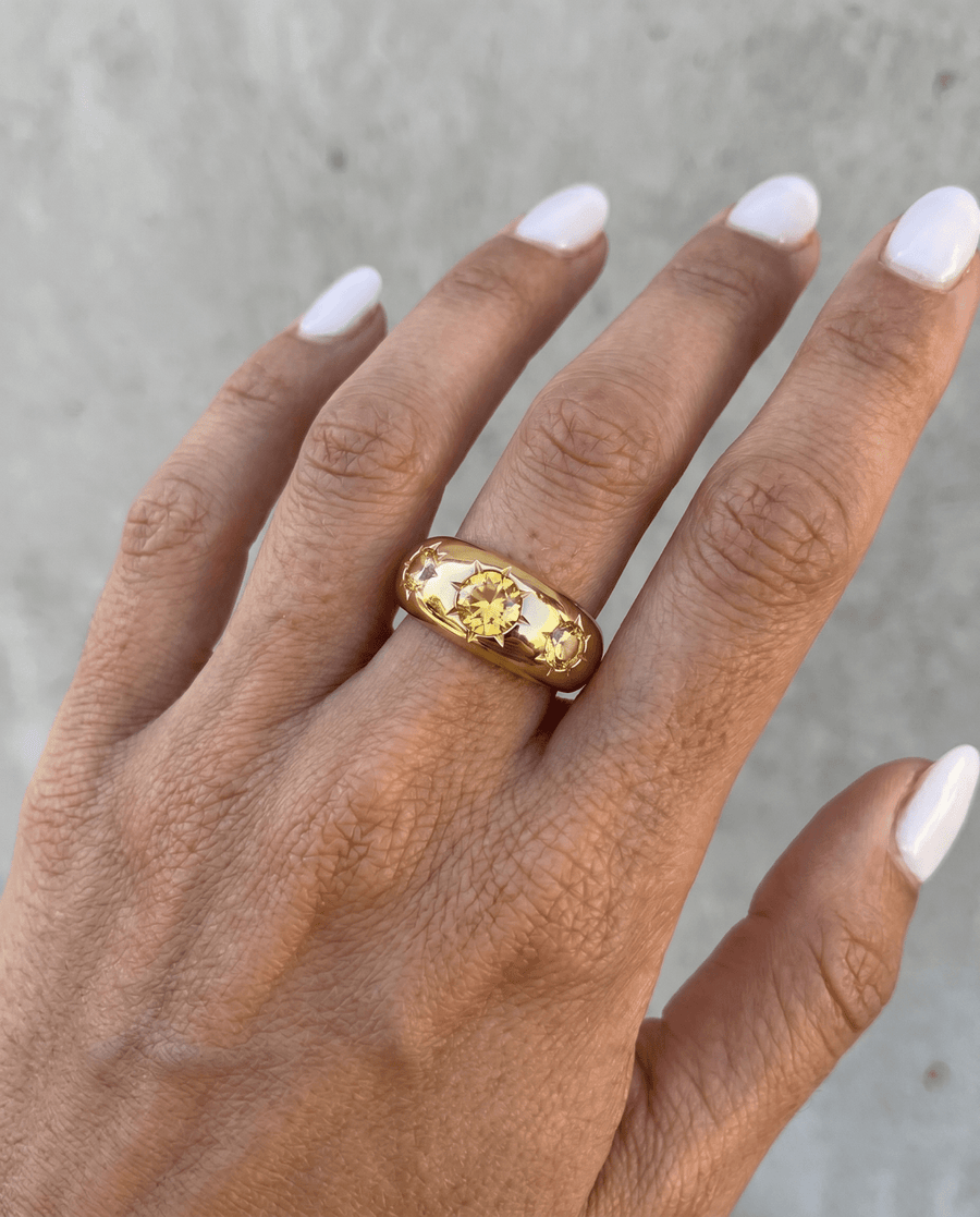 Yoa - Stone dome ring - Stainless steel