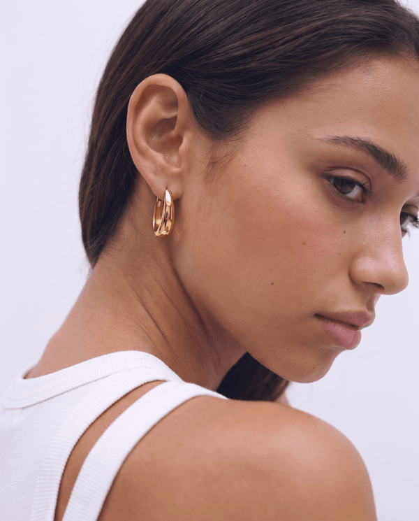 Zianne - Oval hoop earrings - Stainless steel - Opulaire - WATERPROOF jewelry - 