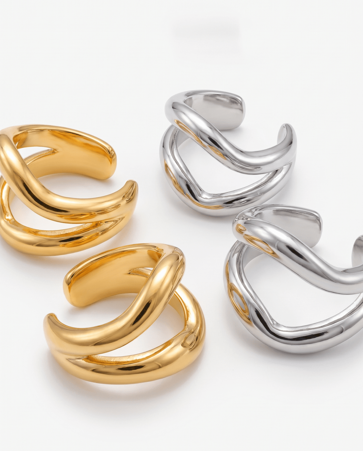 Ziya ear cuffs - Opulaire - WATERPROOF jewelry - Silver -